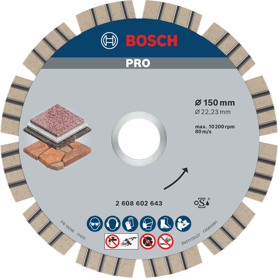 Bosch PRO Stone Diamanttrennscheibe, 150 x 22,23 mm