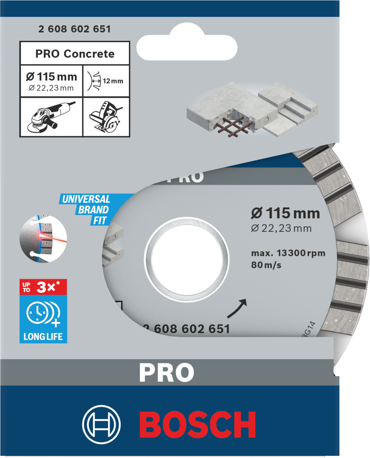 Bosch PRO Concrete Diamanttrennscheibe, 115 x 22,23 mm