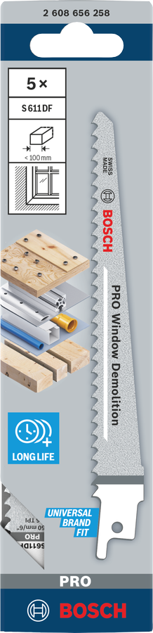 Bosch PRO Window Demolition S611DF Säbelsägeblatt, 1,25 x 19 x 150 mm, 2-tlg.
