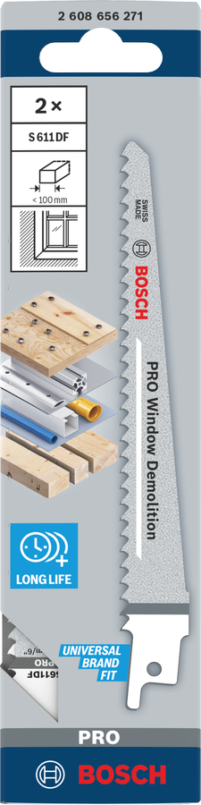 Bosch PRO Window Demolition S611DF Säbelsägeblatt, 1,25 x 19 x 150 mm, 2-tlg.