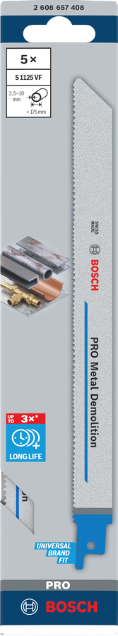 Bosch PRO Metal Demolition S1125VF Säbelsägeblatt, 1,25 x 19 x 225 mm, 2-tlg.