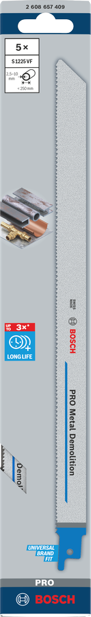 Bosch PRO Metal Demolition S1225VF Säbelsägeblatt, 1,25 x 19 x 300 mm, 5-tlg.