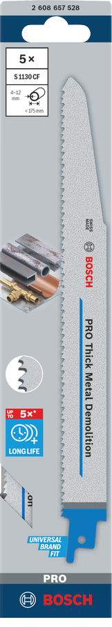 Bosch PRO Thick Metal Demolition S1130CF Säbelsägeblatt, 1,6 x 22 x 225 mm, 100-tlg.