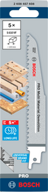 Bosch PRO Multi Material Demolition S610VF Säbelsägeblatt, 1,6 x 22 x 150 mm, 5-tlg.