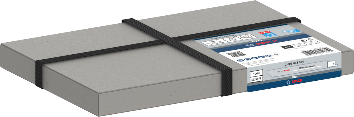 Bosch PRO Pallet Repair S725VFR Säbelsägeblatt, 1,25 x 19 x 190 mm, 100-tlg.