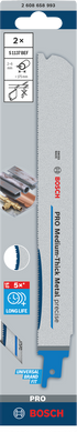 Bosch PRO Medium-Thick Metal precise S1137BEF Säbelsägeblatt, 1,1 x 25 x 225 mm, 2-tlg.
