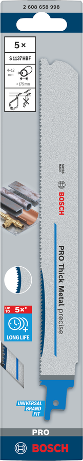 Bosch PRO Thick Metal precise S1137HBF Säbelsägeblatt, 1,1 x 25 x 225 mm, 25-tlg.