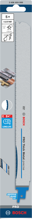 Bosch PRO Thick Metal precise S1237HBF Säbelsägeblatt, 1,1 x 25 x 300 mm, 5-tlg.
