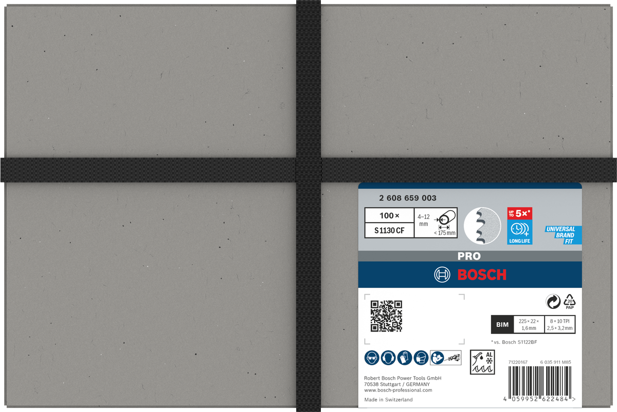 Bosch PRO Thick Metal Demolition S1130CF Säbelsägeblatt, 1,6 x 22 x 225 mm, 100-tlg.