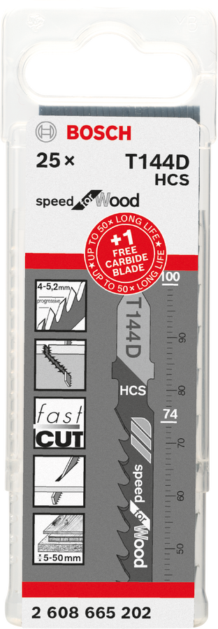 Bosch T 144 D + 1 EXPERT 'Hardwood Fast' T 144 DHM Stichsägeblatt-Set, 25-teilig