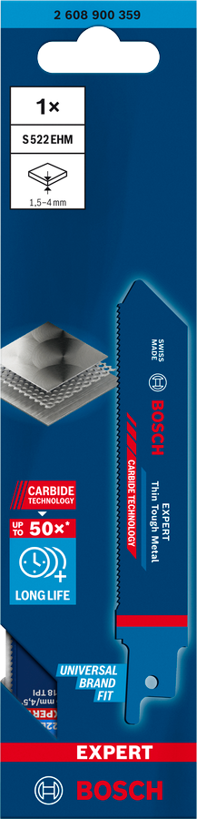 Bosch EXPERT S522EHM Thin Tough Metal Säbelsägeblatt