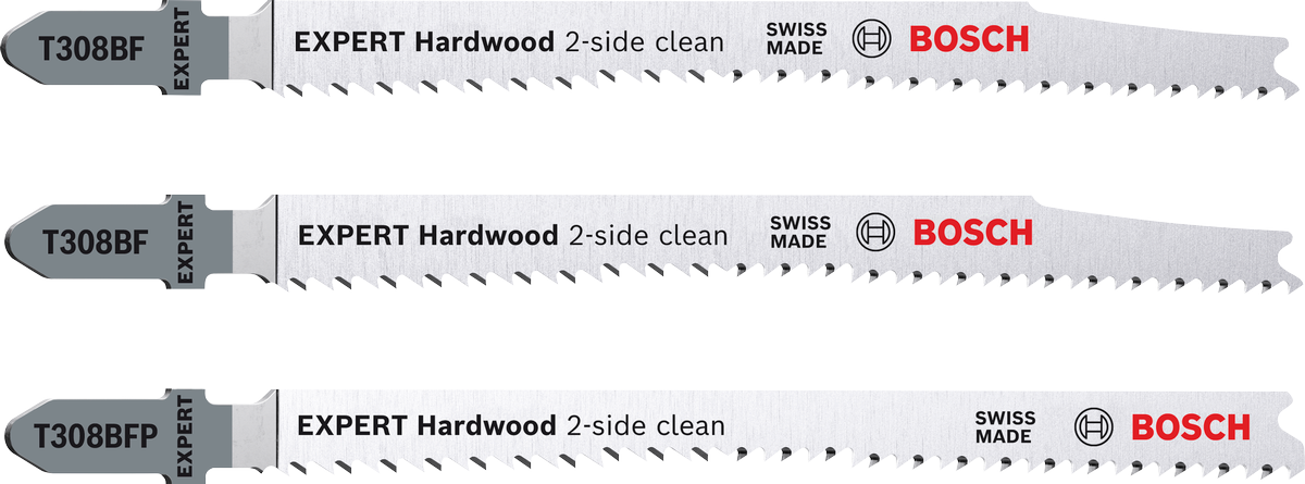 Bosch EXPERT Hardwood 2-side clean Stichsägeblatt-Set, 3-tlg., (2xT308BF, 1xT308BFP)