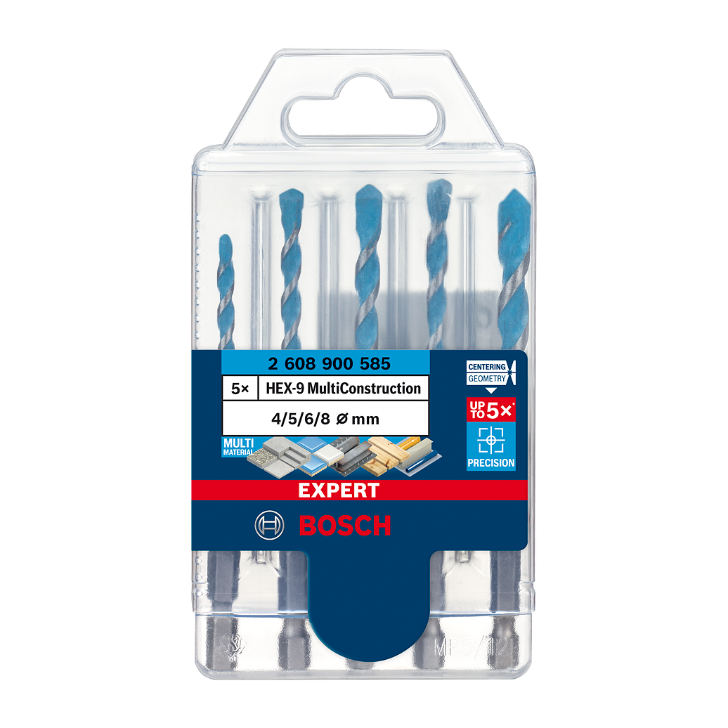 Bosch EXPERT HEX-9 Multi Construction Bohrer-Set, 4x90, 5/6/8x100 mm, 5-tlg.