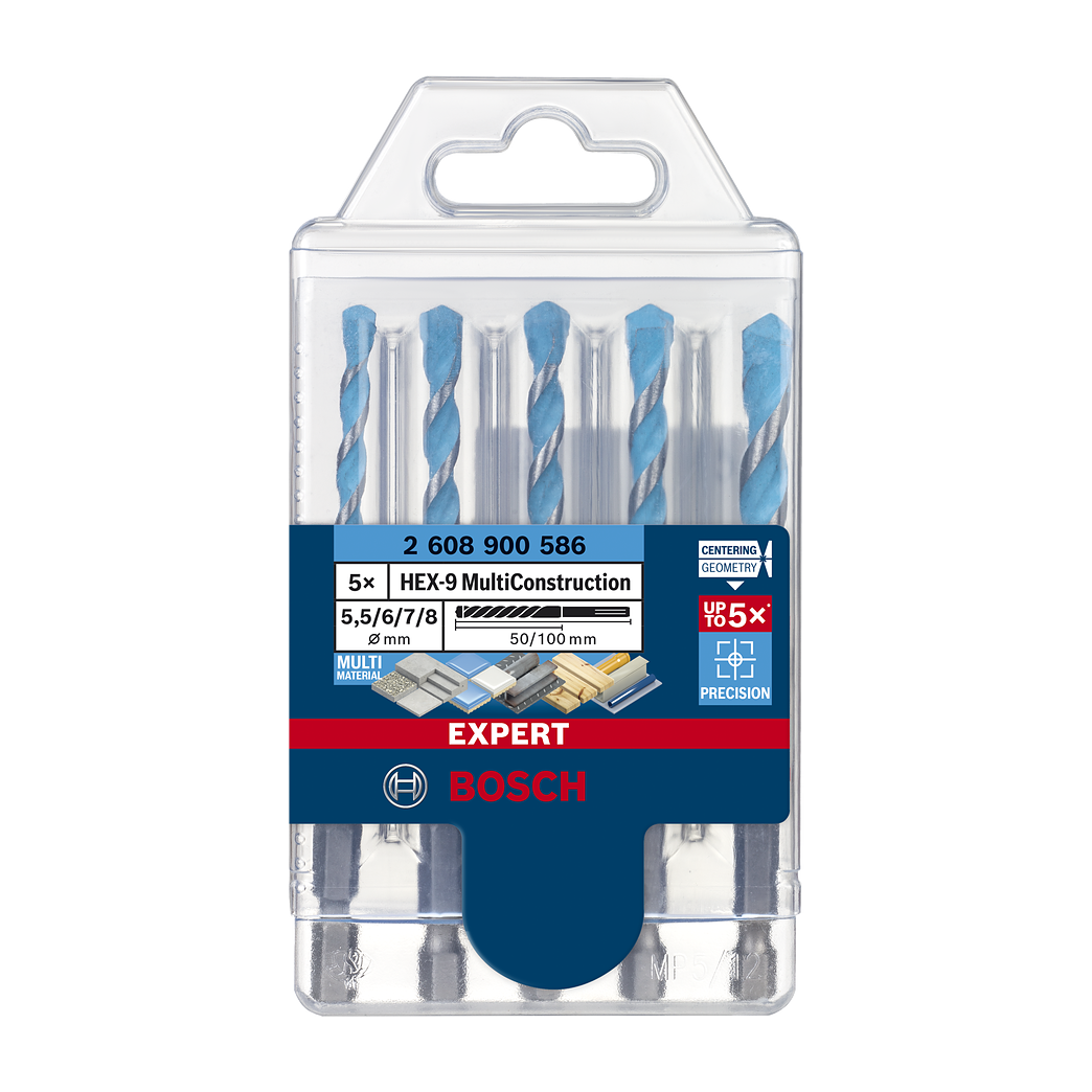 Bosch EXPERT HEX-9 Multi Construction Bohrer-Set, 5.5/6/7/8x100 mm, 5-tlg.