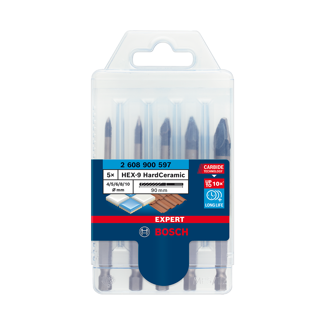 Bosch EXPERT HEX-9 Hard Ceramic Bohrer-Set, 4/5/6/8/10x90 mm, 5-tlg.