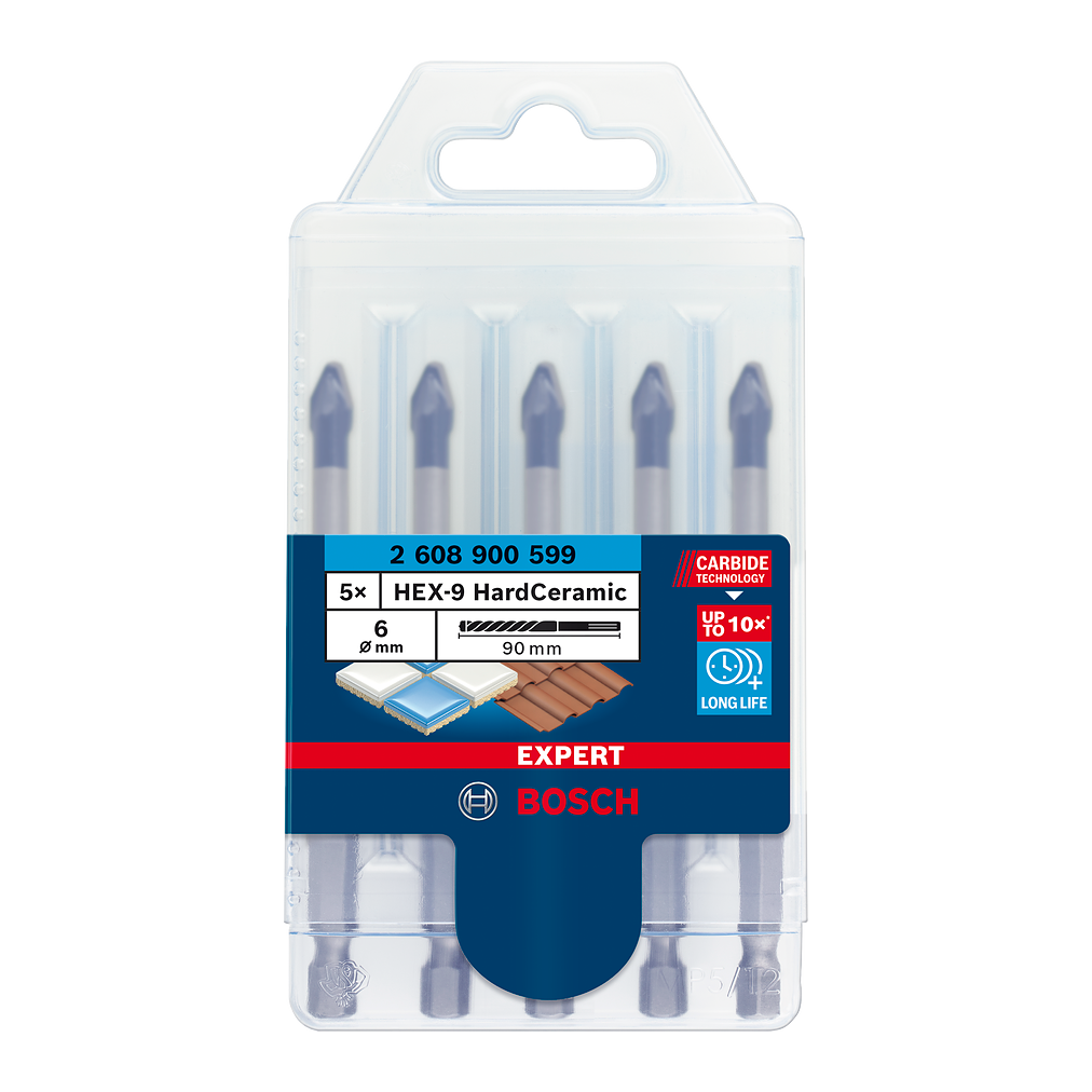 Bosch EXPERT HEX-9 Hard Ceramic HEX-9 Bohrer-Set, 5 x 90 mm, 5-teilig