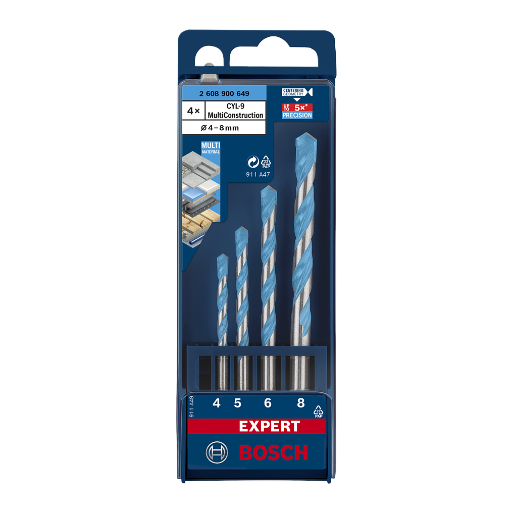 Bosch EXPERT CYL-9 Multi Construction Bohrer-Set, 4x75/5x85/6x100/8x120 mm, 4-tlg.