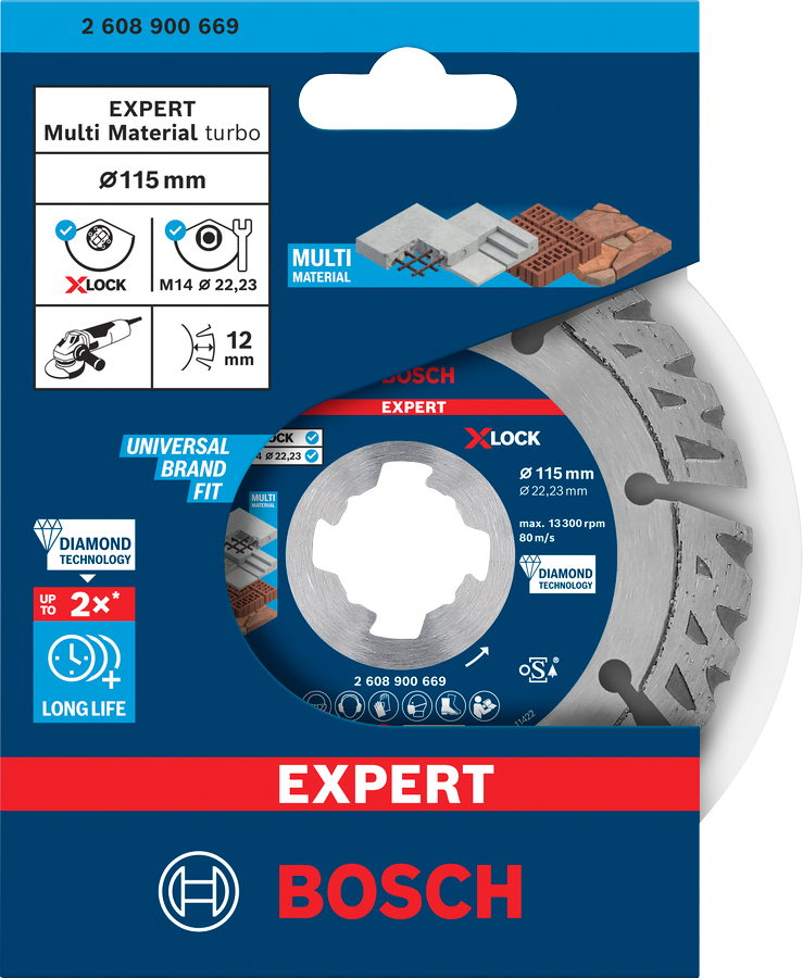 Bosch EXPERT Multi Material Diamanttrennscheibe X-LOCK, 115x22,23 mm