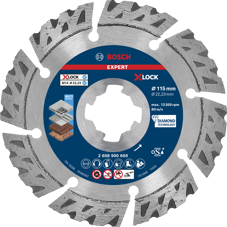Bosch EXPERT Multi Material Diamanttrennscheibe X-LOCK, 115x22,23 mm