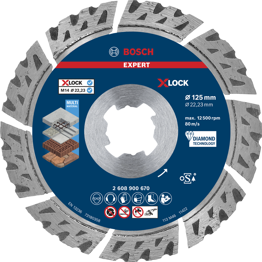 Bosch EXPERT Multi Material Diamanttrennscheibe X-LOCK, 115x22,23 mm