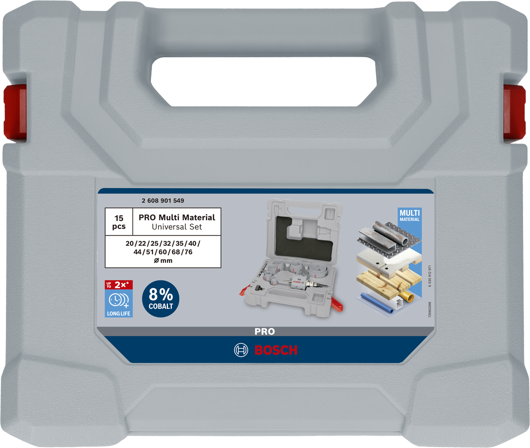 Bosch PRO Multi Material Lochsäge Q-Lock Aufsteckhalter-SeT, 15-tlg.