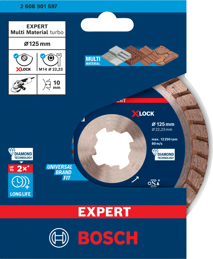 Bosch EXPERT Multi Material X-LOCK Diamanttrennscheiben, 125x22,23x2,4x12 mm