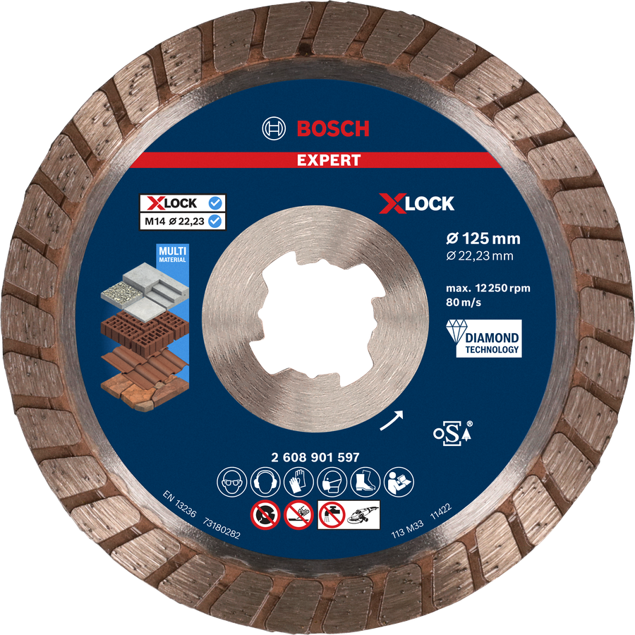 Bosch EXPERT Multi Material X-LOCK Diamanttrennscheiben, 125x22,23x2,4x12 mm