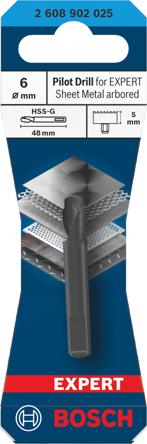 Bosch Zentrierbohrer für EXPERT Sheet Metal Lochsäge mit Aufsteckhalter, Ø6 x 5 x 48 mm