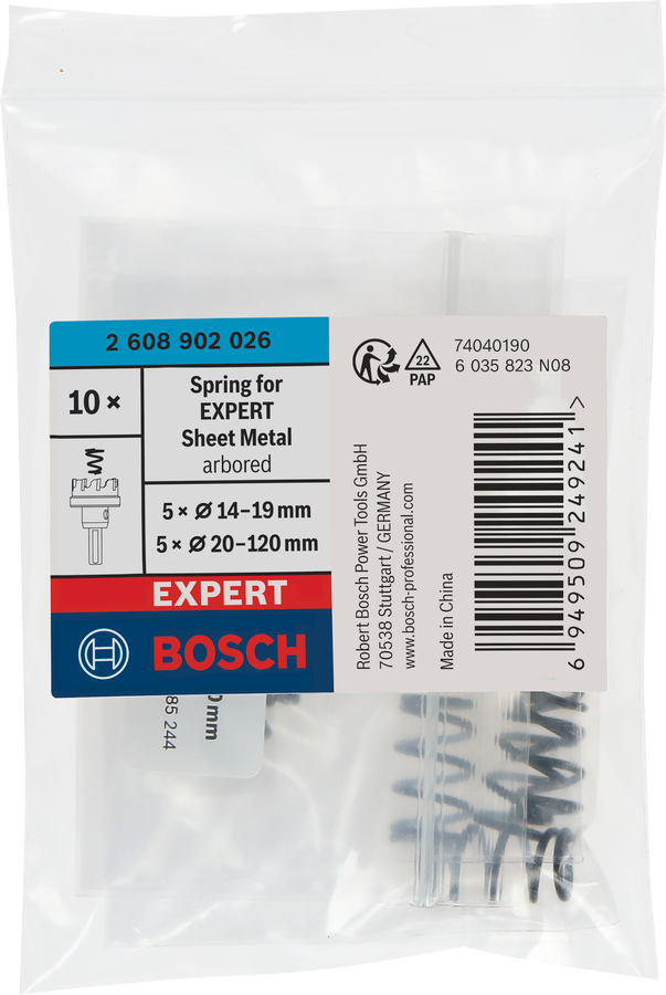 Bosch Feder für EXPERT Sheet Metal Lochsäge mit Aufsteckhalter, Ø14-19, 5-tlg; Ø20-120 mm, 5-teilig