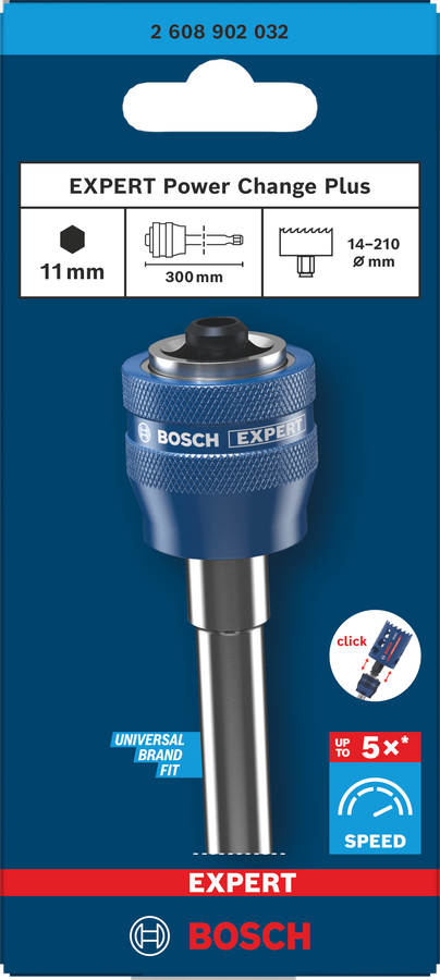 Bosch EXPERT Power Change Plus Lochsägen-Adapter-Verlängerungsstange, Sechskantschaft 11 mm, 300 mm