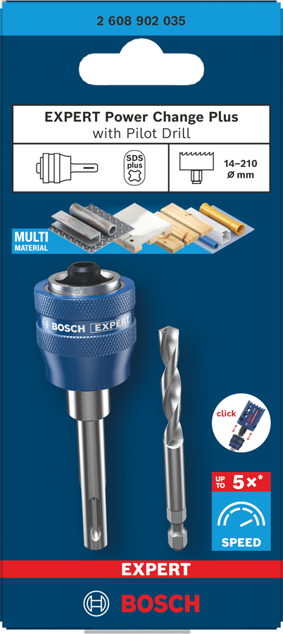 Bosch EXPERT Power Change Plus Aufnahmeschaft mit Vorbohrer, HEX Schaft 8,7 mm, HSS-Co, 7,15 x 25 x 65 mm