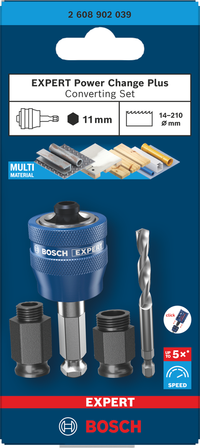 Bosch EXPERT Power Change Plus Umrüst-Set, HEX Schaft 11 mm, HSS-G, 7,15 x 45 x 85 mm, 2 Adaptermuttern