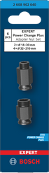 Bosch EXPERT Power Change Plus Adaptermuttern-Set, 2 Adaptermuttern für Lochsägen 14-30 mm, 4 Adaptermuttern für Lochsägen 32-210 mm