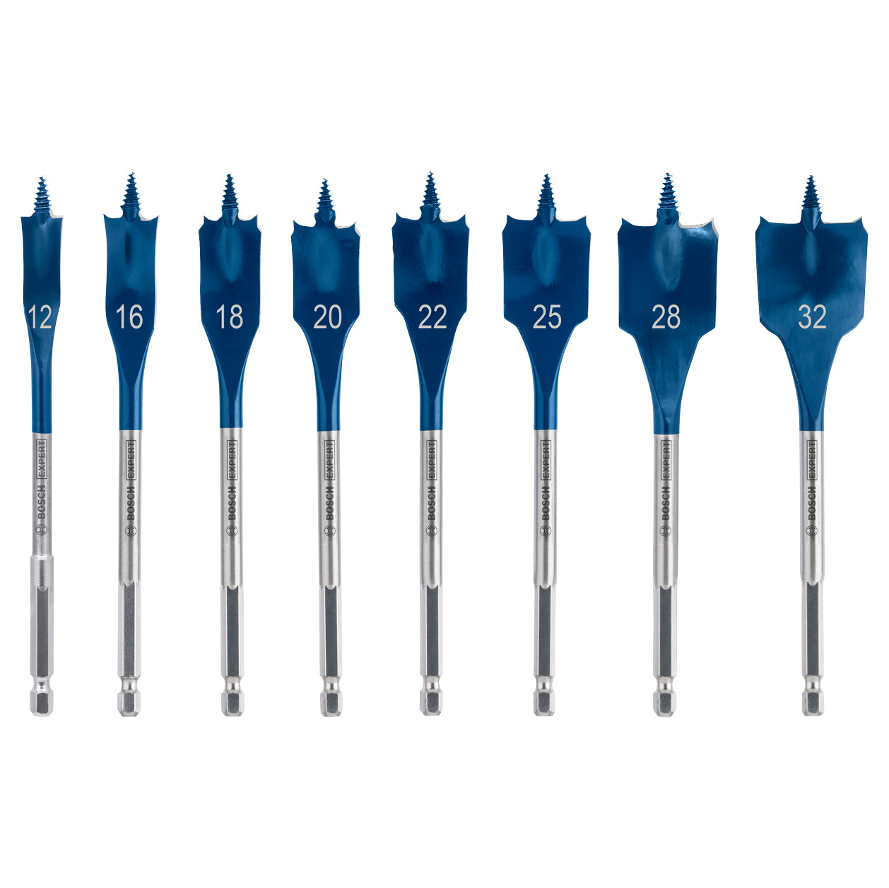 Bosch EXPERT Self Cut Speed Flachfräsbohrer-Set, 12/16/18/20/22/25/28/32 mm, 8‑tlg