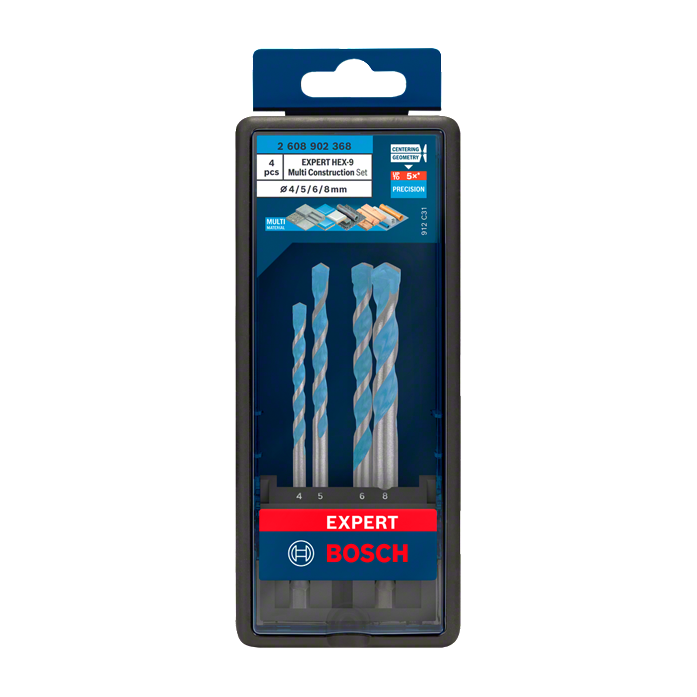 Bosch EXPERT HEX-9 Multi Construction Bohrer-Set, 4x90/5x100/6x100/8x100 mm, 5-tlg.