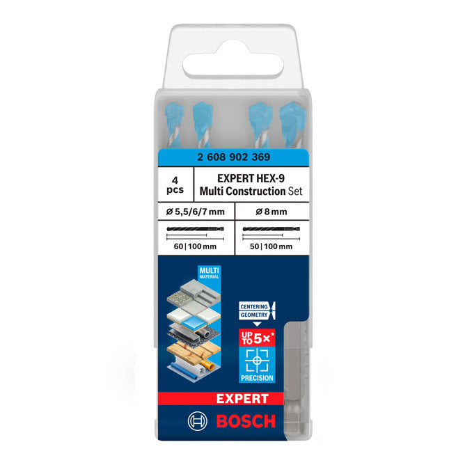 Bosch EXPERT HEX-9 Multi Construction Bohrer-Set, 5,5/6/7/8x100 mm, 4-tlg.
