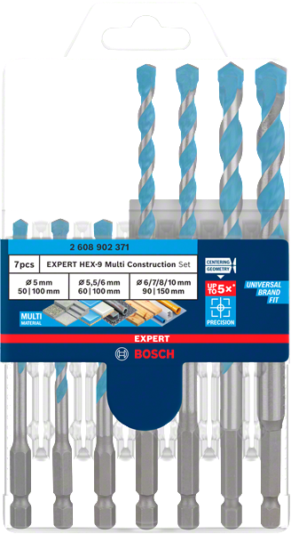 Bosch EXPERT HEX-9 Multi Construction Bohrer-Set, 5x100/5,5x100/6x100/6x150/7x150/8x150/10x150 mm, 7-tlg.