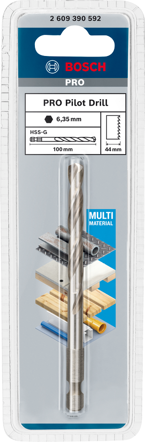 Bosch PRO Pilot Drill Bit, Quick Change-System für Lochsägen HSS-G 6,35 x 100 mm