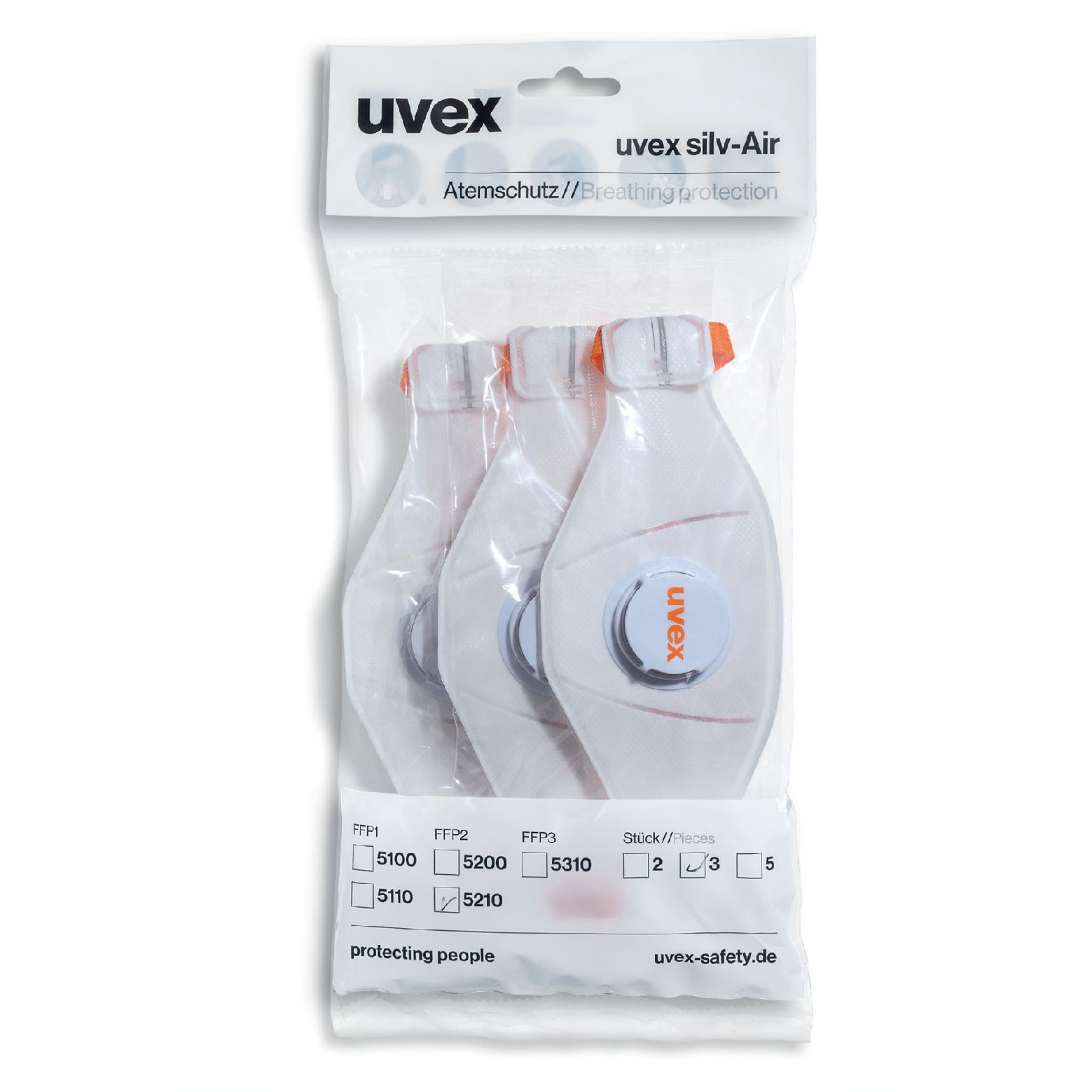 uvex silv-Air premium 5210 Atemschutzmaske FFP2 Retailverpackung (3 Stück)