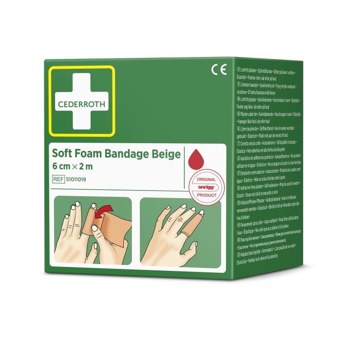 95898 - Spezialverband Soft Foam Bandage 6 Cm X 2 M Cederroth Ref 51011019, Beige - MELTEC GmbH