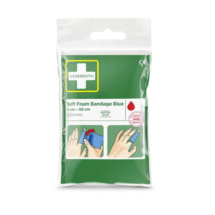 95895 Spezialverband Soft Foam Bandage -pocket Size 6 Cm X 40 Cm Cederroth Ref 51011023, Blau - MELTEC GmbH