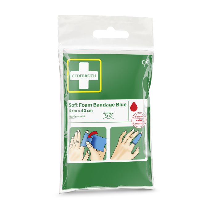 95895 Spezialverband Soft Foam Bandage -pocket Size 6 Cm X 40 Cm Cederroth Ref 51011023, Blau - MELTEC GmbH