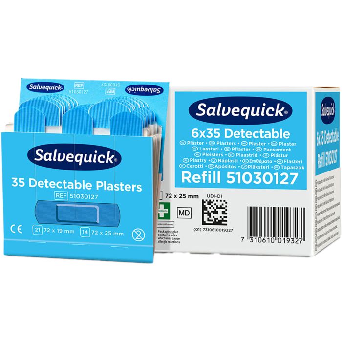 95940 Textilheftpflaster SALVEQUICK Pflaster detektierbar, blau REF 51030127 - MELTEC GmbH