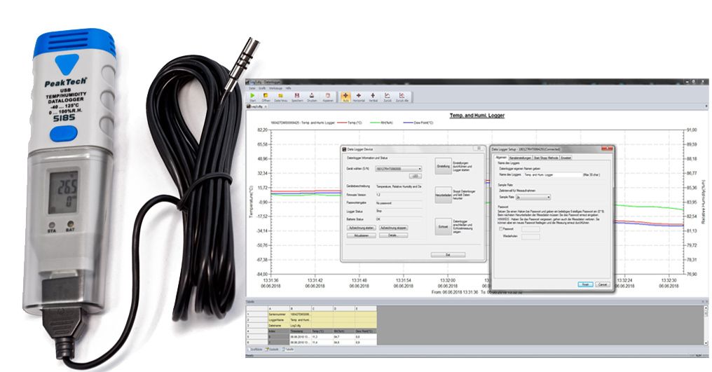 P 5185» USB-Datalogger Temperatur und Luftfeuchtigkeit