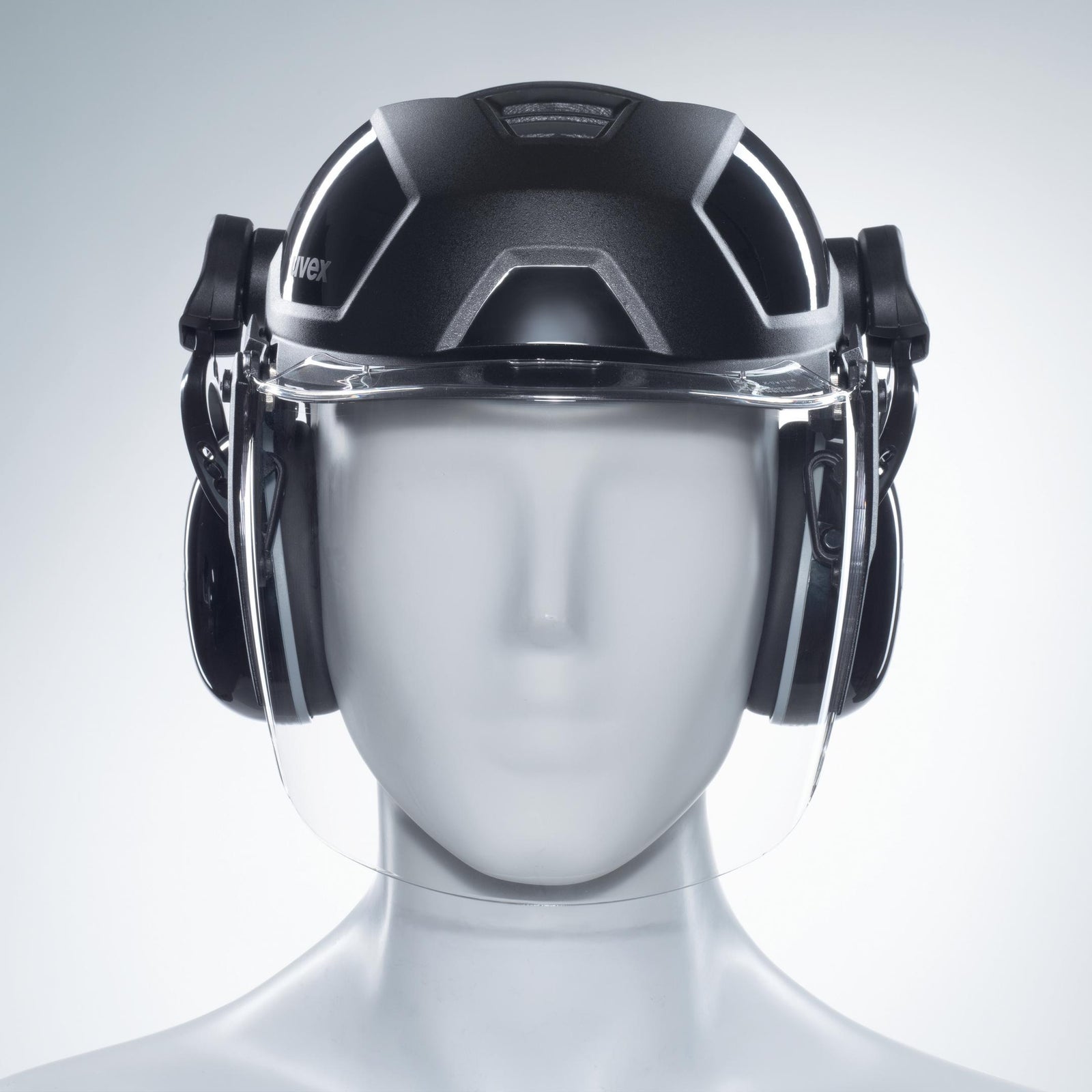 uvex pheos faceguard Visier innen beschlagfrei, außen extrem kratzfest und chemikalienbeständig mit Kapselgehörschutz K1P