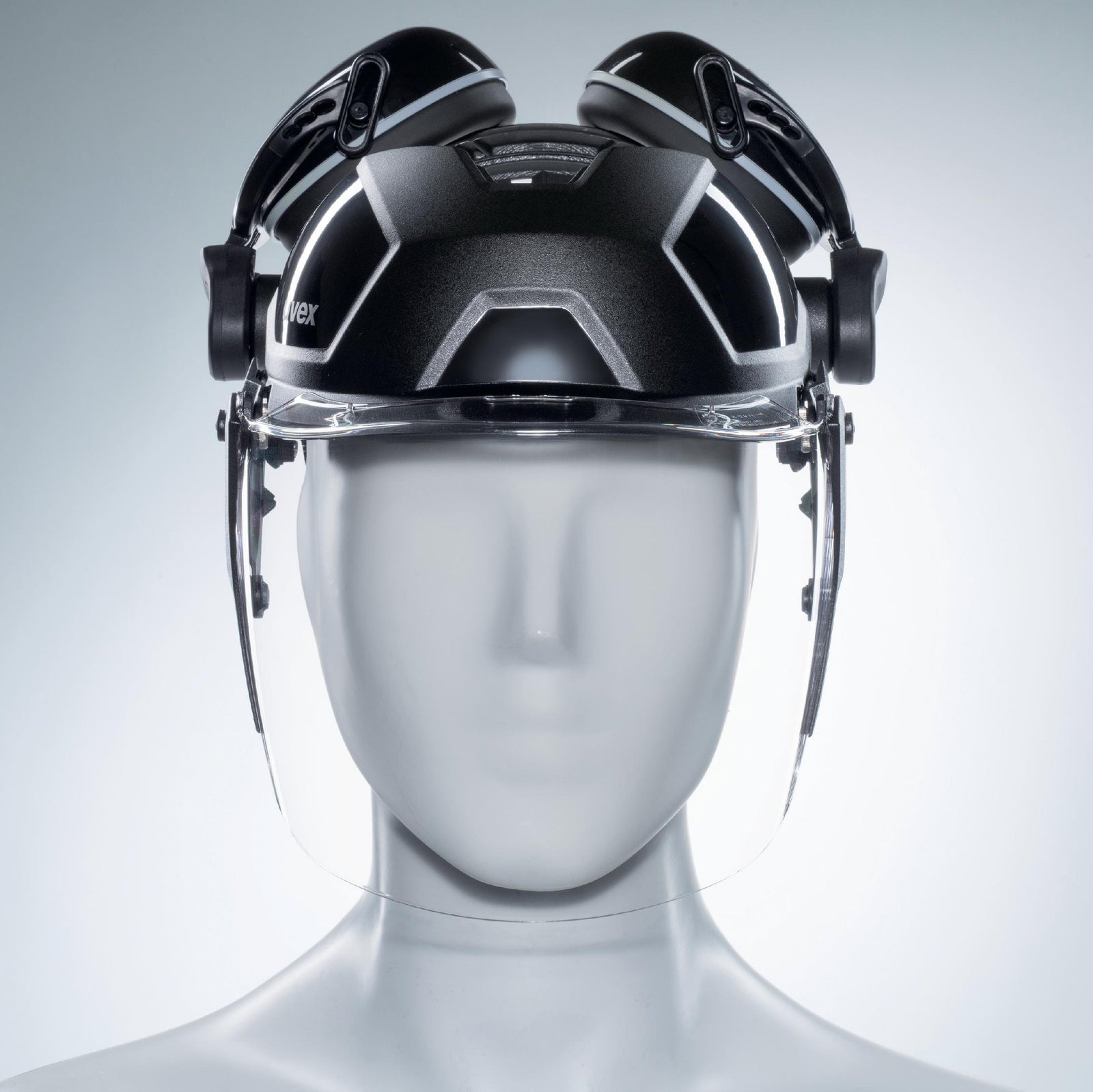 uvex pheos faceguard Visier innen beschlagfrei, außen extrem kratzfest und chemikalienbeständig mit Kapselgehörschutz K1P