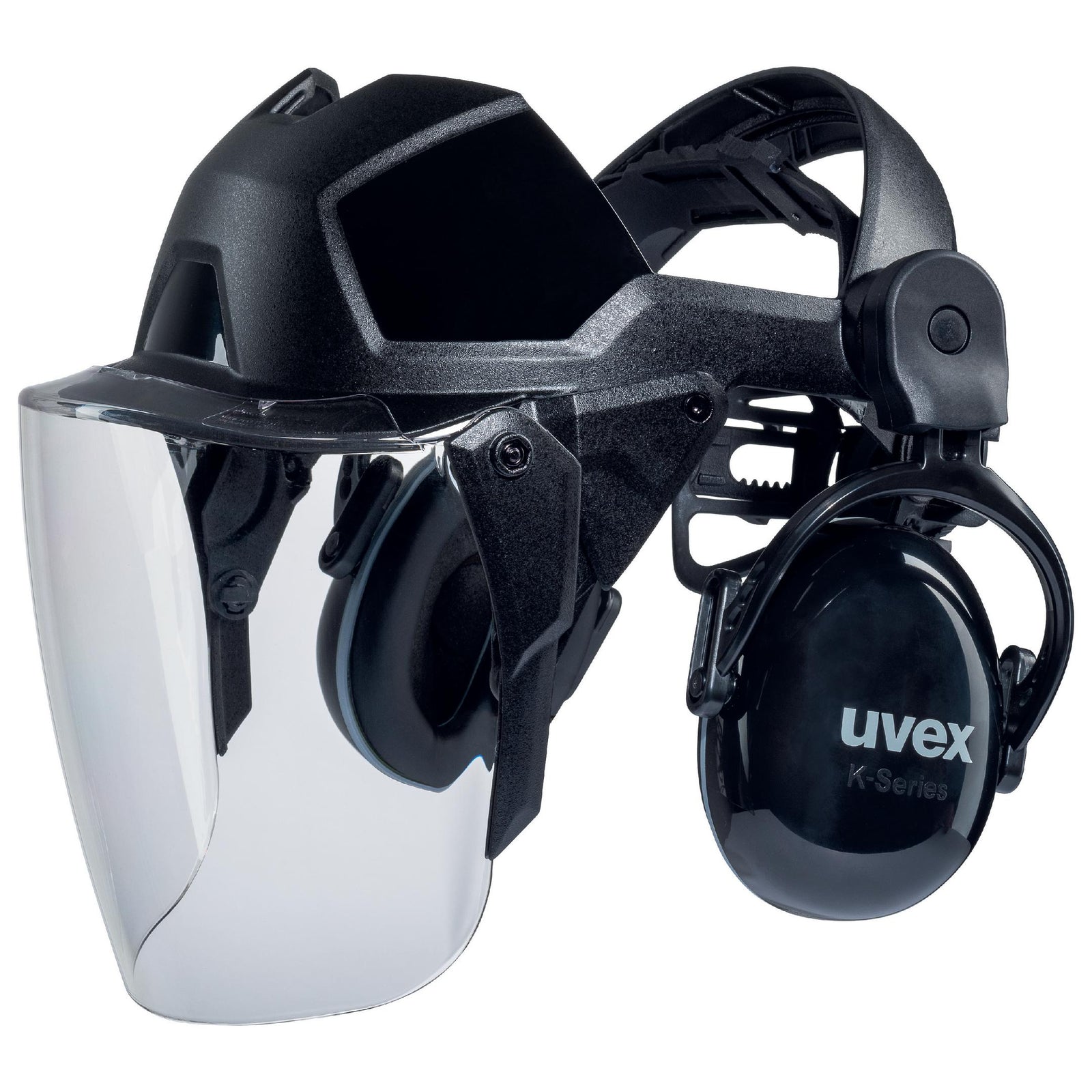 uvex pheos faceguard Visier innen beschlagfrei, außen extrem kratzfest und chemikalienbeständig mit Kapselgehörschutz K1P