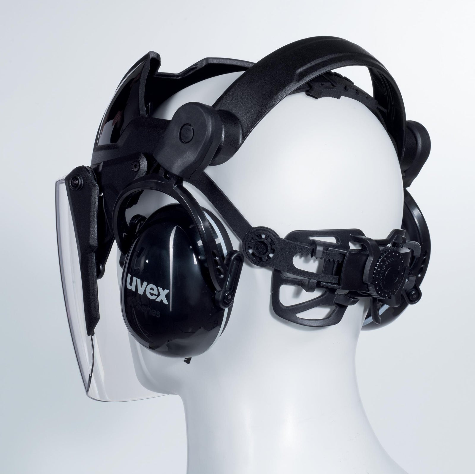 uvex pheos faceguard Visier innen beschlagfrei, außen extrem kratzfest und chemikalienbeständig mit Kapselgehörschutz K1P