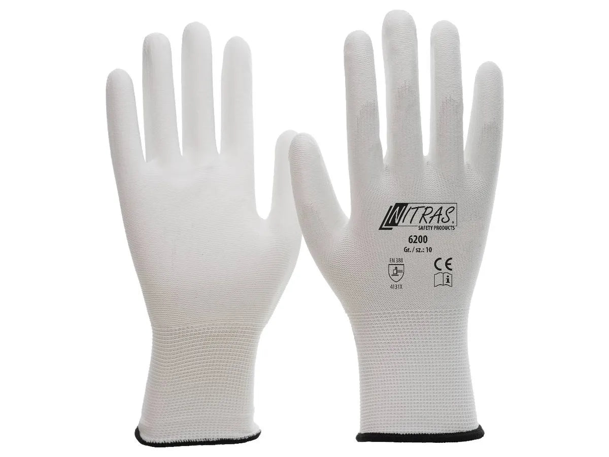 Nitras - Nylon - PU-Handschuh VICE weiss silikonfrei 6200 - MELTEC GmbH