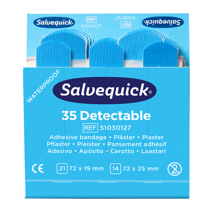 95940 Textilheftpflaster SALVEQUICK Pflaster detektierbar, blau REF 51030127 - MELTEC GmbH